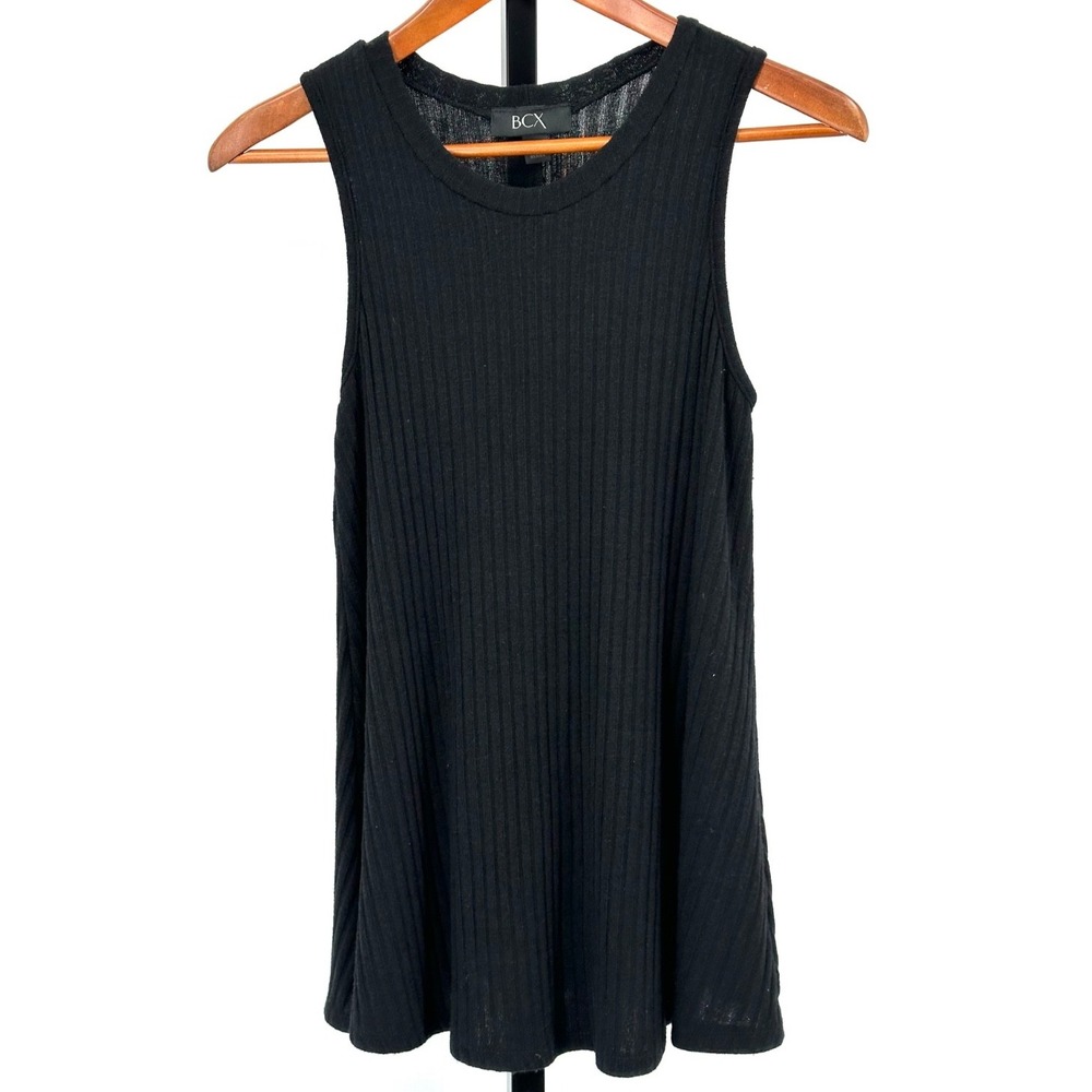 BCX Knit‎ Top Sleeveless Stretch Black Ribbed Women's Size Small